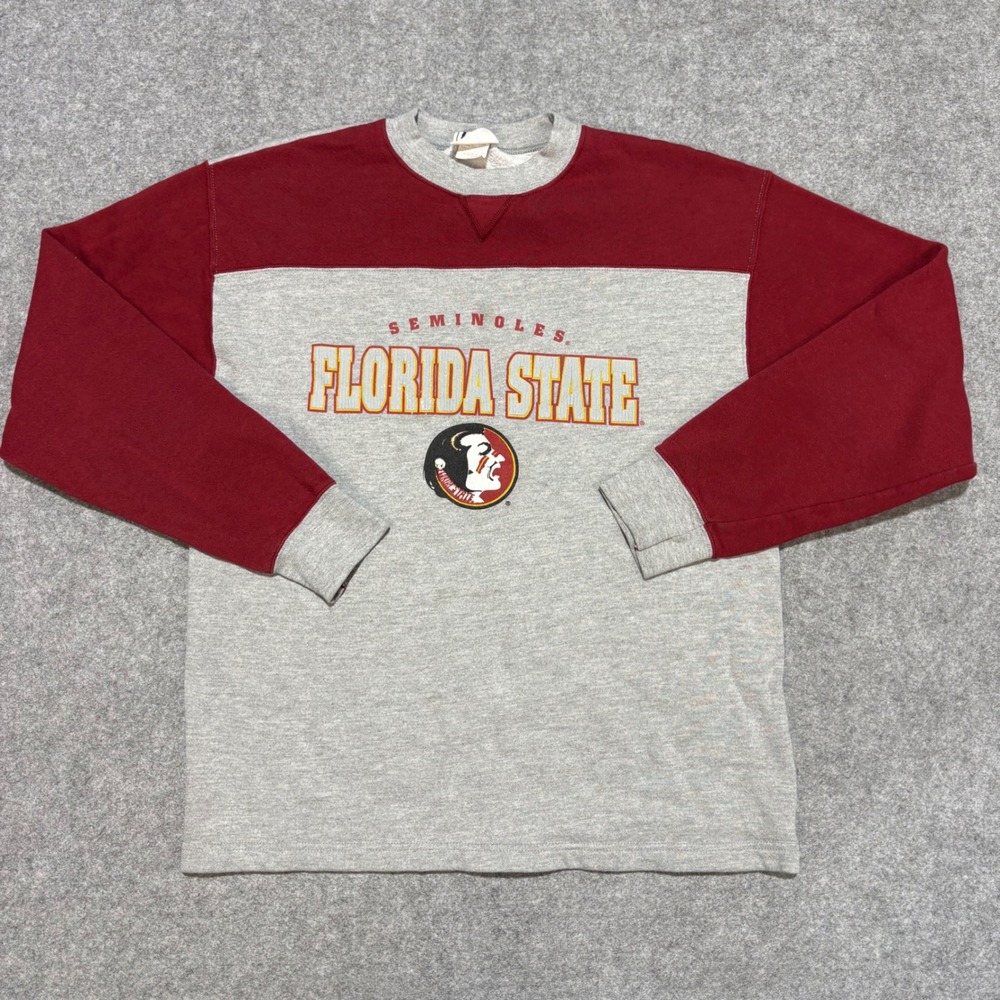 Lee Two-Tone Gray and Garnet Florida State Seminoles Crewneck Sweatshirt